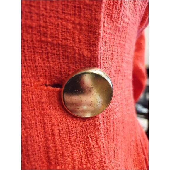 ZARA Small Red Holiday Christmas Tomato Blazer Jacket peplum lightweight cotton - Picture 9 of 12